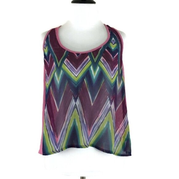 2b Bebe Women's XS Tank Top Semi-Sheer Hi-Low Cut Pop-over Loose Fit Racerback - Picture 1 of 8